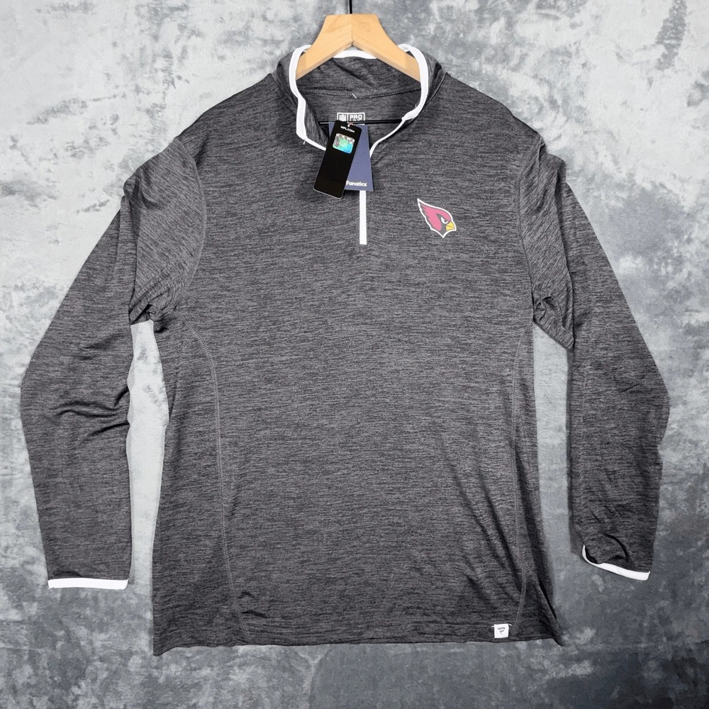 Arizona Cardinals Fanatics Mens 1/4 Zip Pullover L Gray NFL Pro Line NWT